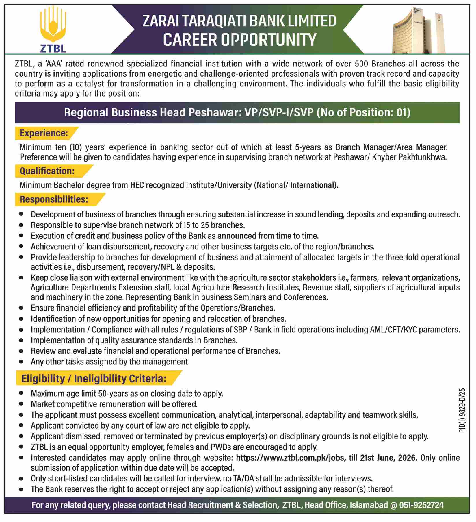 ZTBL Jobs 2026 Apply Online